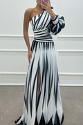 Hazel™ | Robe Maxi Rayée Élégante à Épaule Dénudée