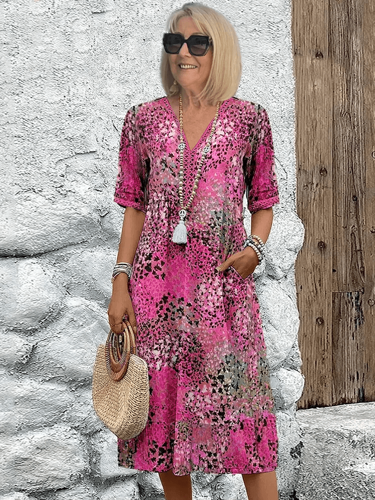 Elaisa | Robe Midi Florale Élégante