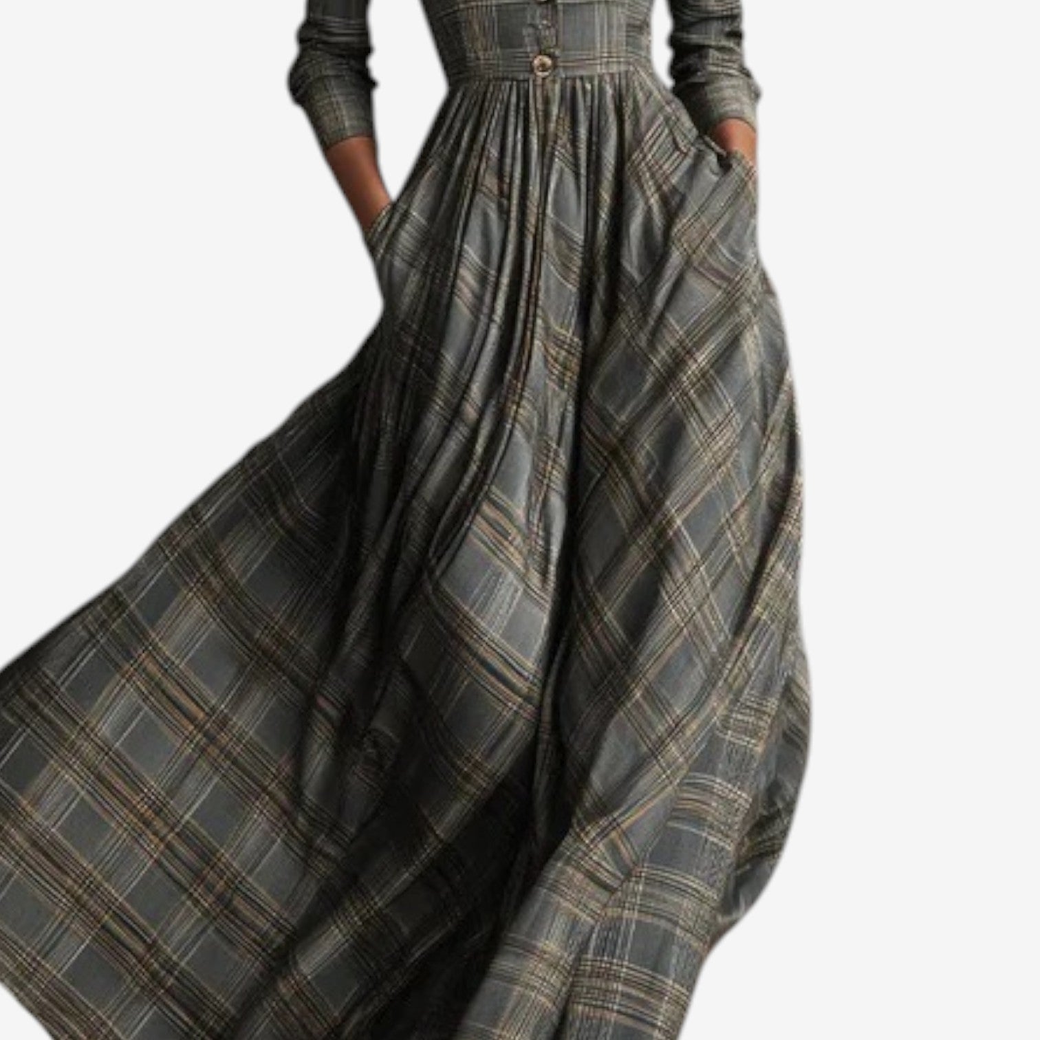 Imogen | Robe Maxi Flottante à Carreaux